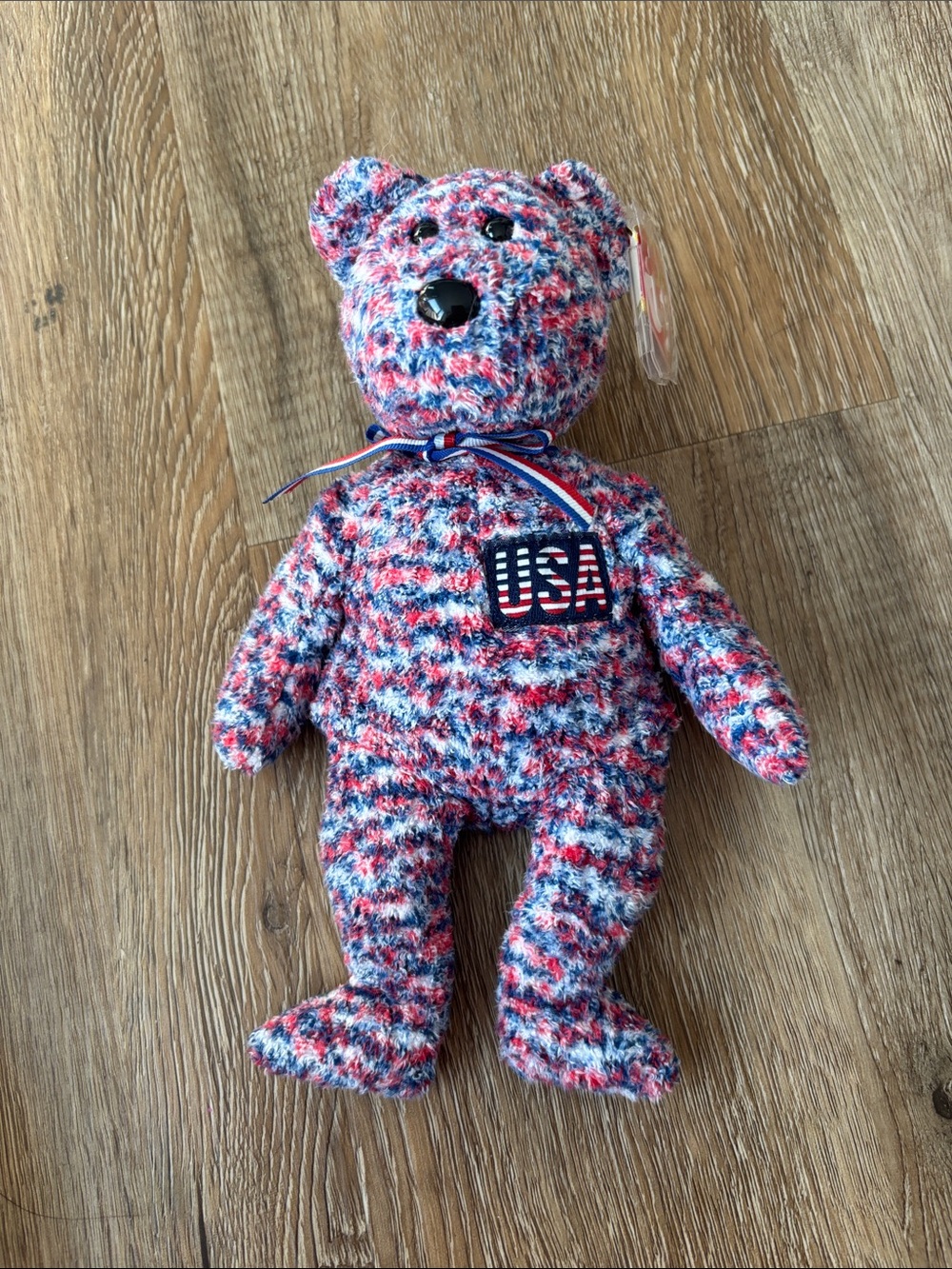 Ty Red, White & Blue Knit-Style USA Bear Plush